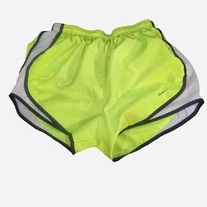 NIKE NEON HIGHLIGHTER‎ GREEN AND WHITE RUNNING SHORTS SIZE SMALL